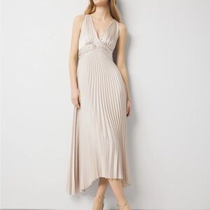 Satin Pleated Midi Dress